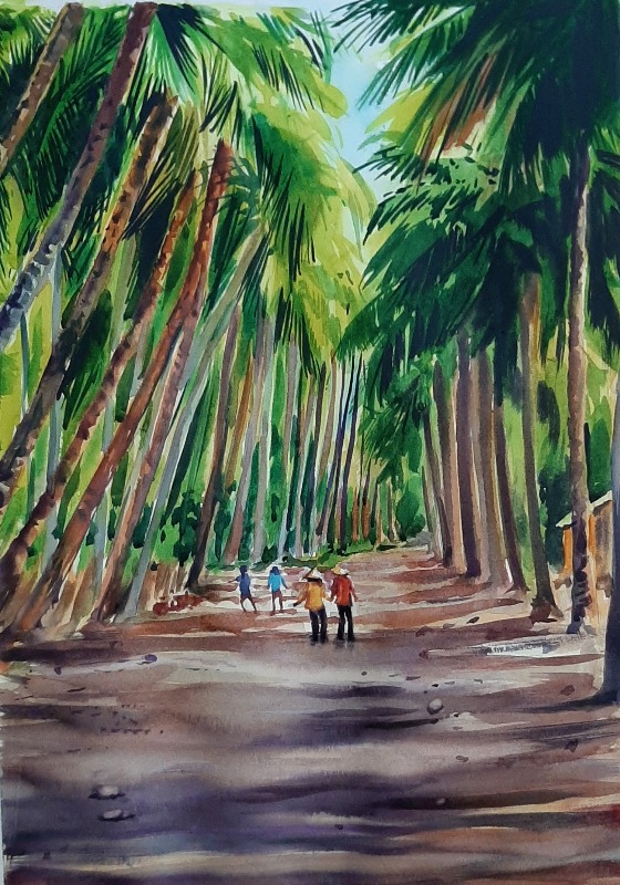 Nature Landscape Art | Watercolor Painting by Abhijeet Bahadure | Exotic  India Art