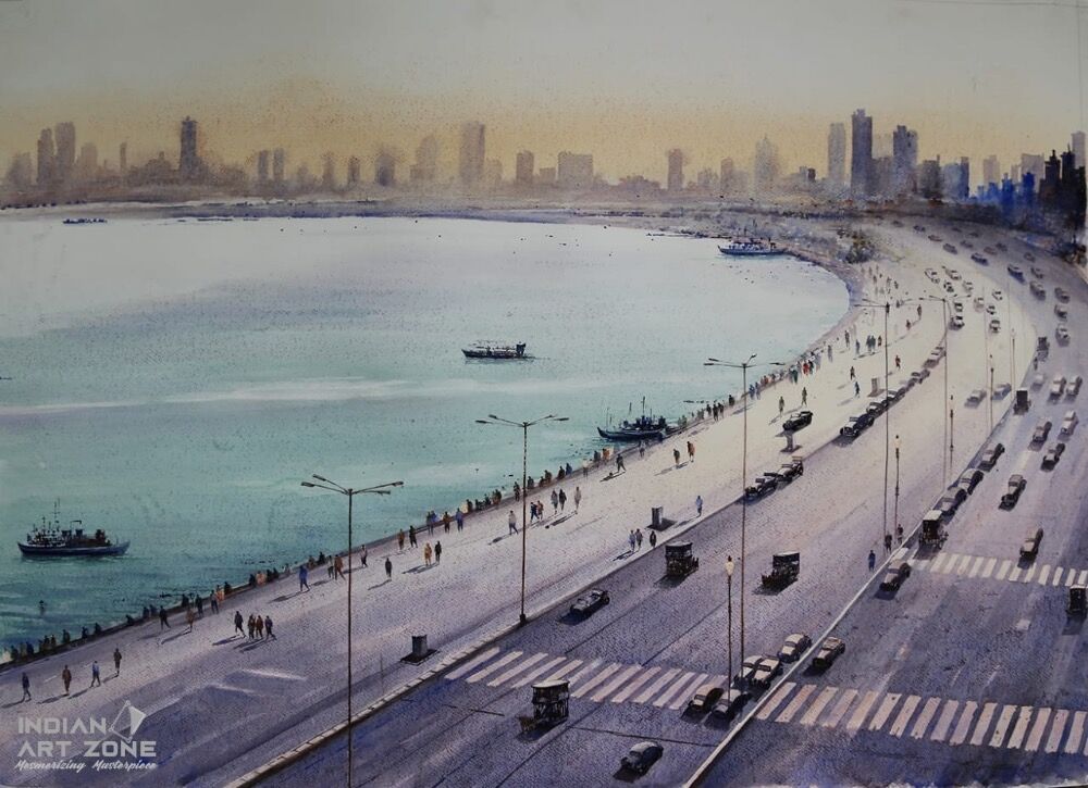 Indian City painting - Mumbai1