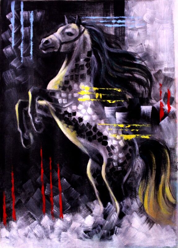 Abstract Grey Horse 