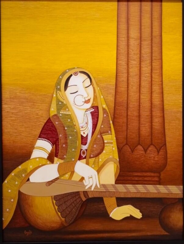 Lady playing veena 