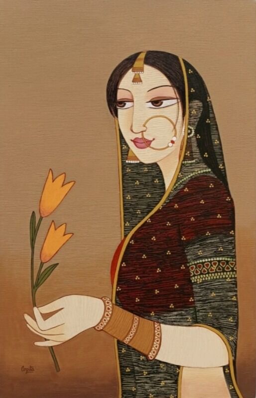 Lady with orange flowers 