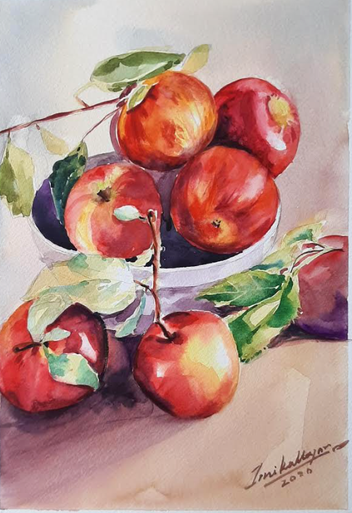 watercolor apple