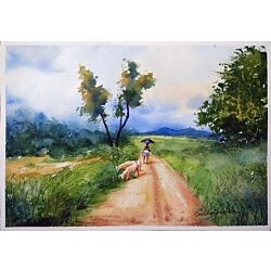 watercolor scenery painting,scenery Painting that will take centre stage of your space