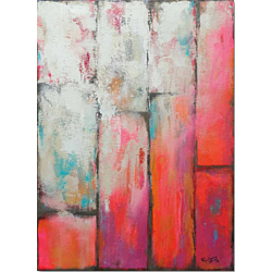 An abstract art that emphasizes color or texture in a simple way can become the focal point of a living room,