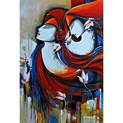 contemporary art,The contemporary art on the walls matches the minimalist color palette and adds a warm vibe