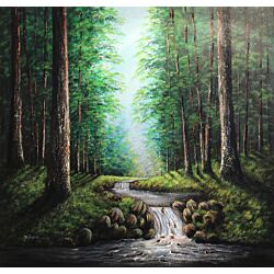 scenery art,nature art,Riverside Scenery Painting to create the look and feel of the original nature