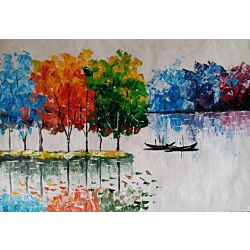 abstract art,The abstract art on the walls matches the minimalist color palette and adds a warm vibe