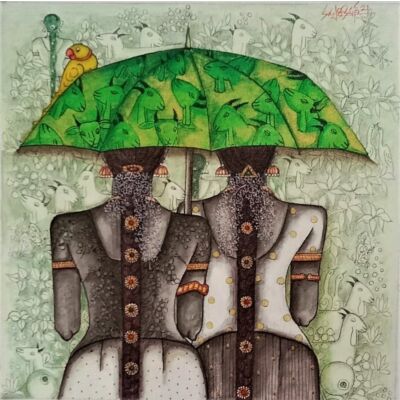 Friends with umbrella 2