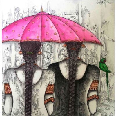 Friends with umbrella 3