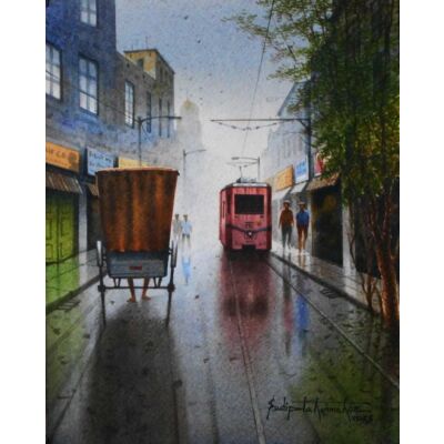 After rainy day in the city