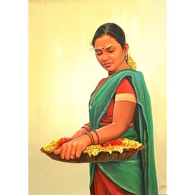 Indian woman with Flowers