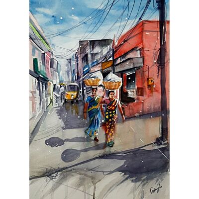 Lady Carrying vegetables