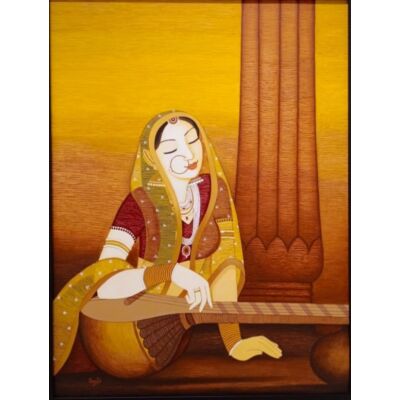 Lady playing veena 