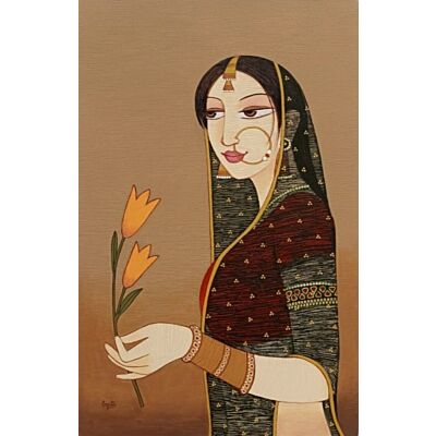 Lady with orange flowers 