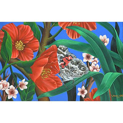 Red Blossoms Butterfly