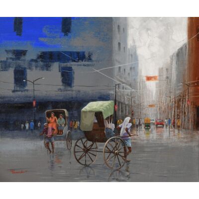 Rickshaw puller on Kolkata Street