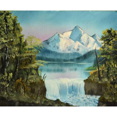 Snow Mountain with Waterfall