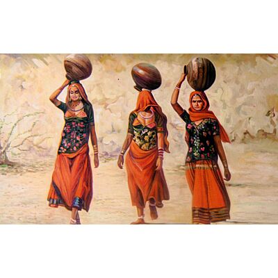 Three women in village