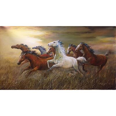 Running Horse in Grassland