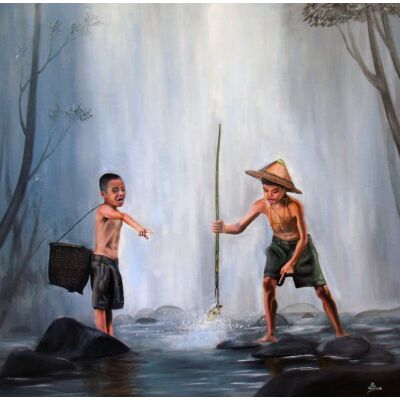 Two Small Assami Fishermen